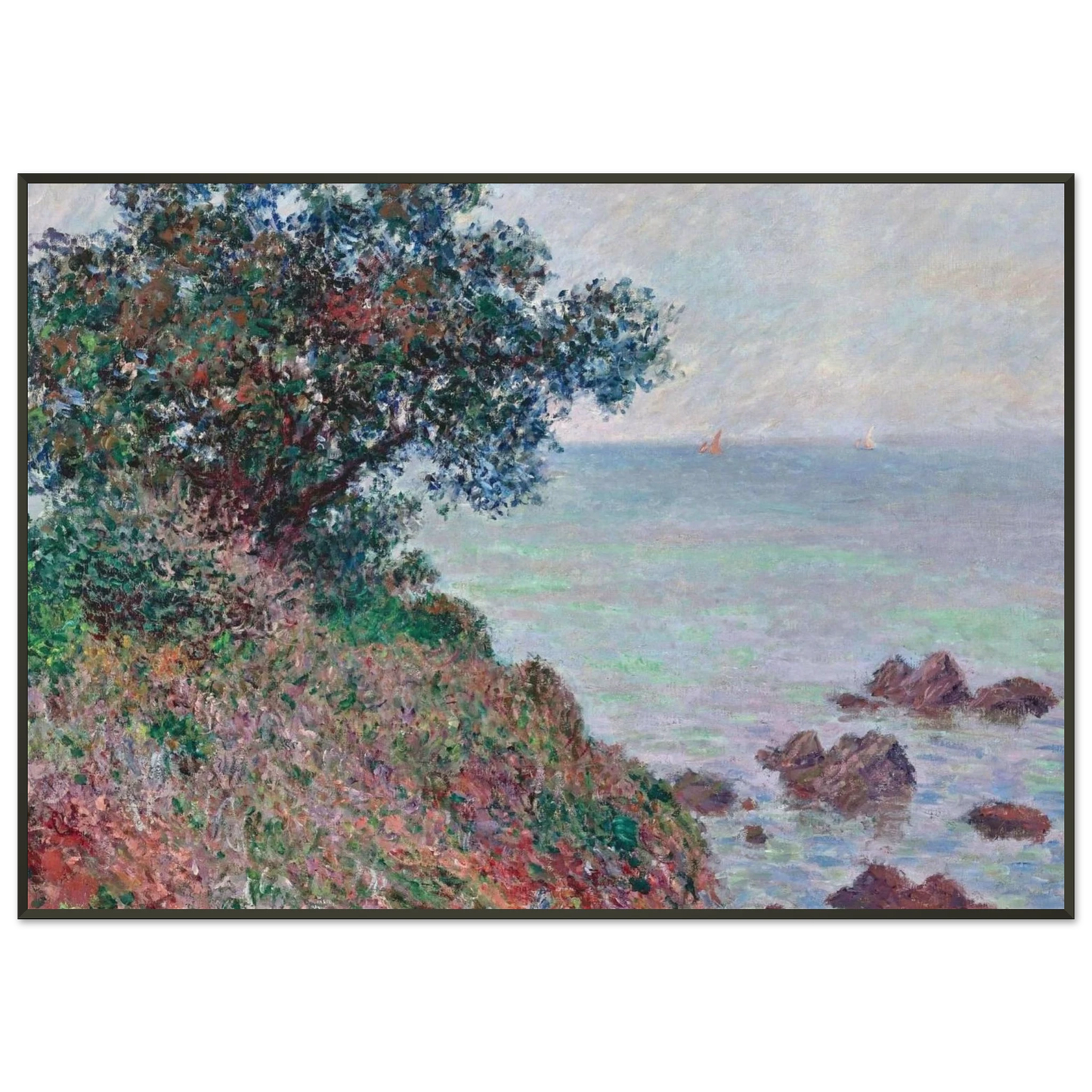 claude monet  Mediteranian Coast Grey Day Framed Art Print  - Aluminum Frame - 21x29.7 cm / 8x12"
