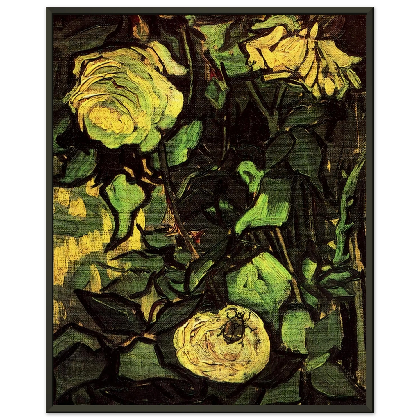 Vincent van Gogh  Roses and Beetle Framed Art Print  - Aluminum Frame - 60x80 cm / 24x32 inches