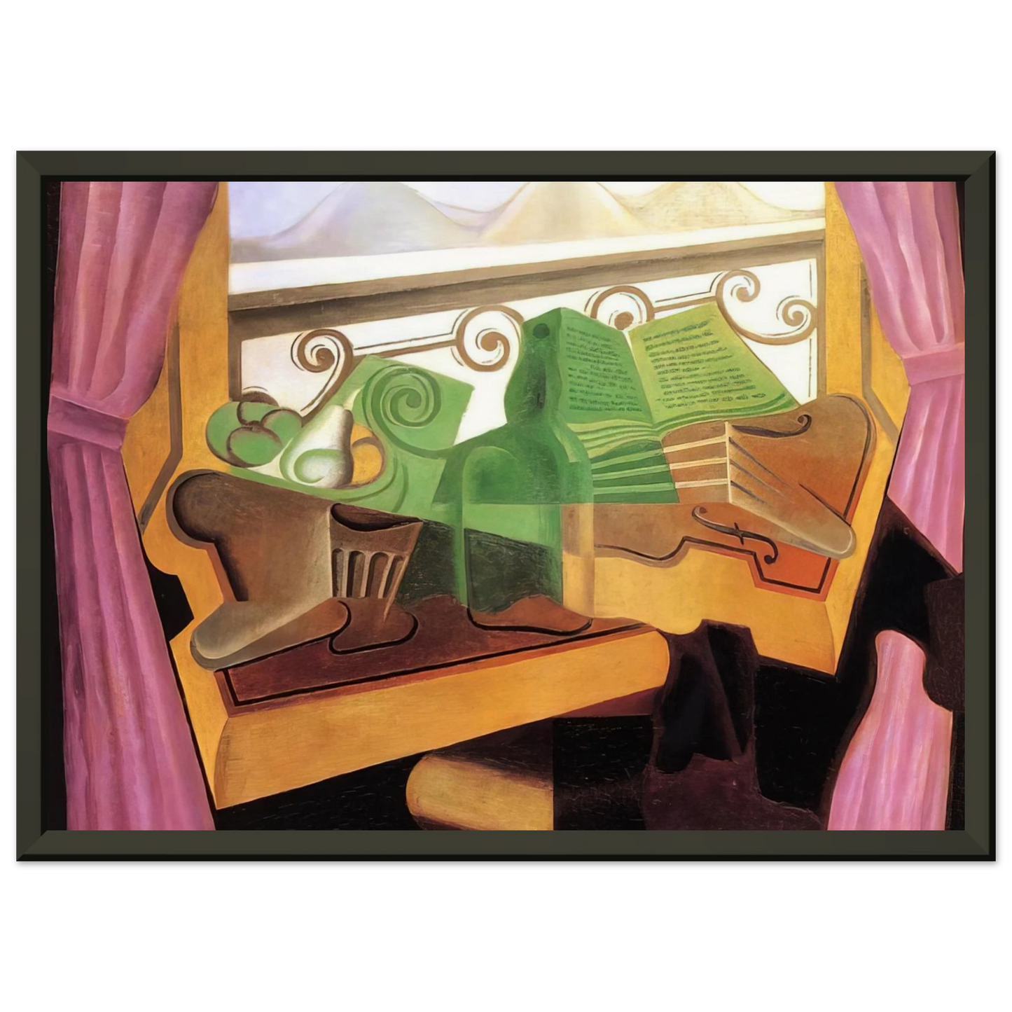 Juan Gris  OPEN WINDOW WITH HILLS 1923 Framed Art Print  - Aluminum Frame - 70x100 cm / 28x40 inches
