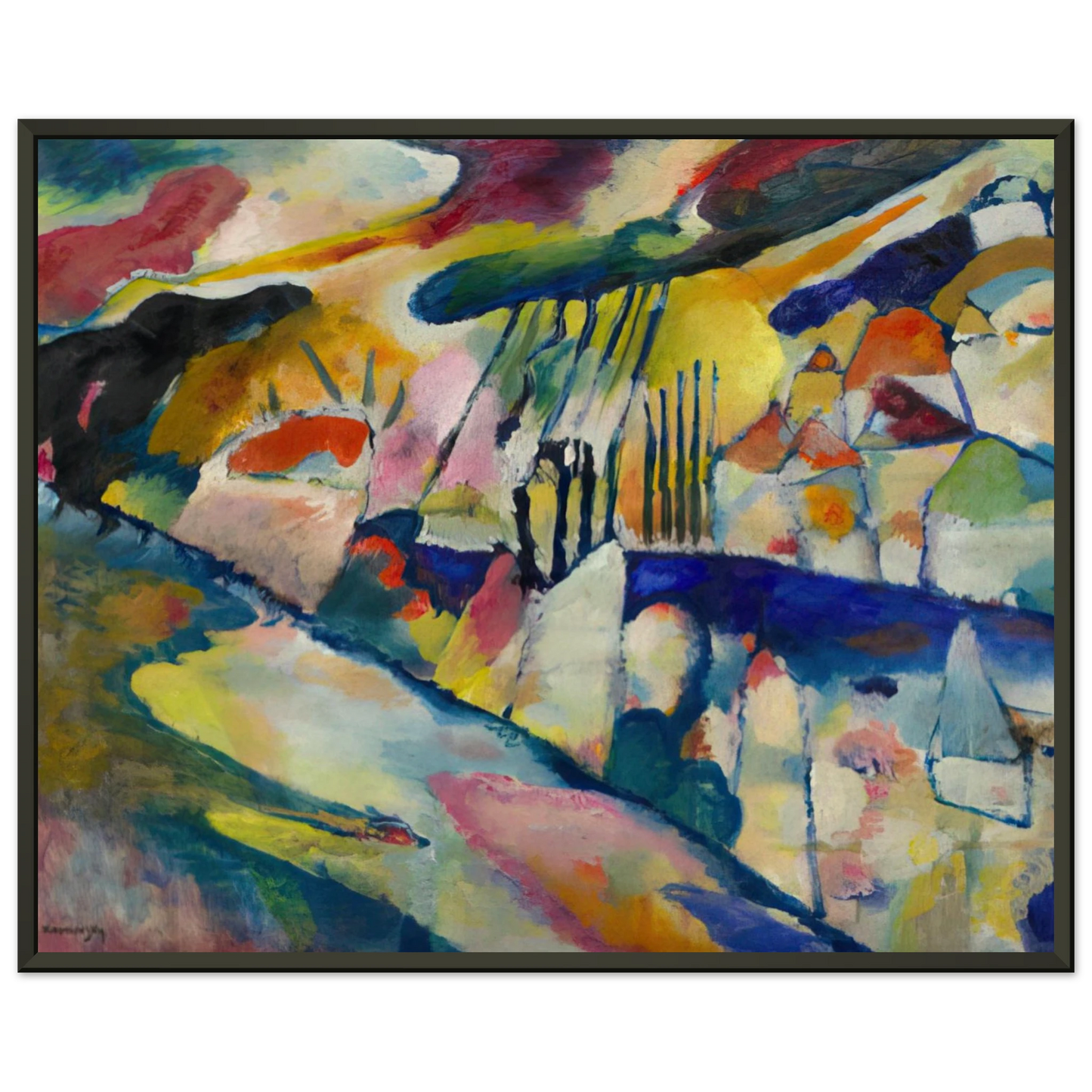 Wassily Kandinsky  LANDSCAPE WITH RAIN 1913 Framed Art Print  - Aluminum Frame - 70x100 cm / 28x40 inches