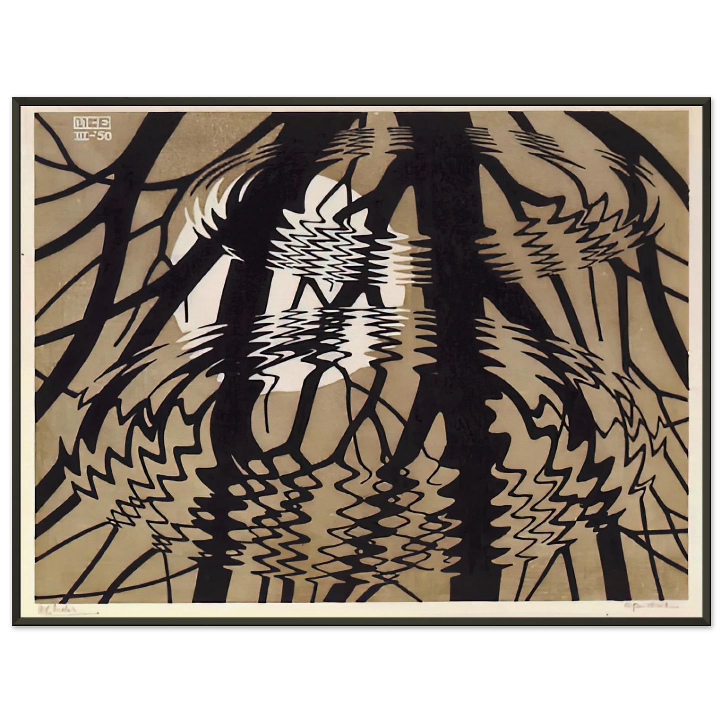 MC Escher  RIPPLED SURFACE COLOUR Framed Art Print  - Aluminum Frame - 60x80 cm / 24x32 inches