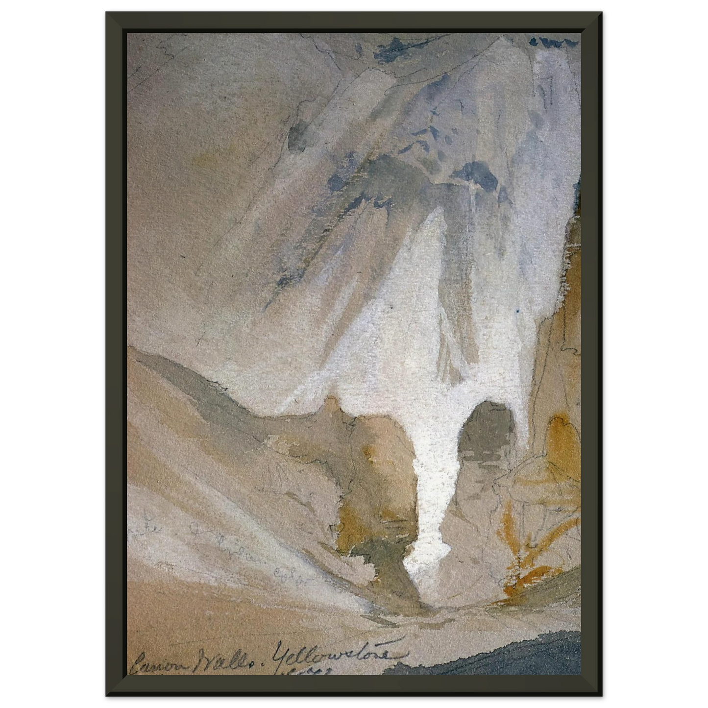 Thomas Moran Canyon Walls Yellowstone sketch Framed Art Print - Aluminum Frame - 40x50 cm / 16x20 inches