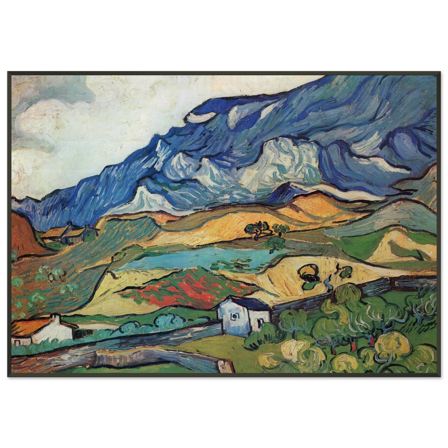 Vincent van Gogh  Les Alpilles Mountain Landscape near SouthReme Framed Art Print  - Aluminum Frame - 21x29.7 cm / 8x12"