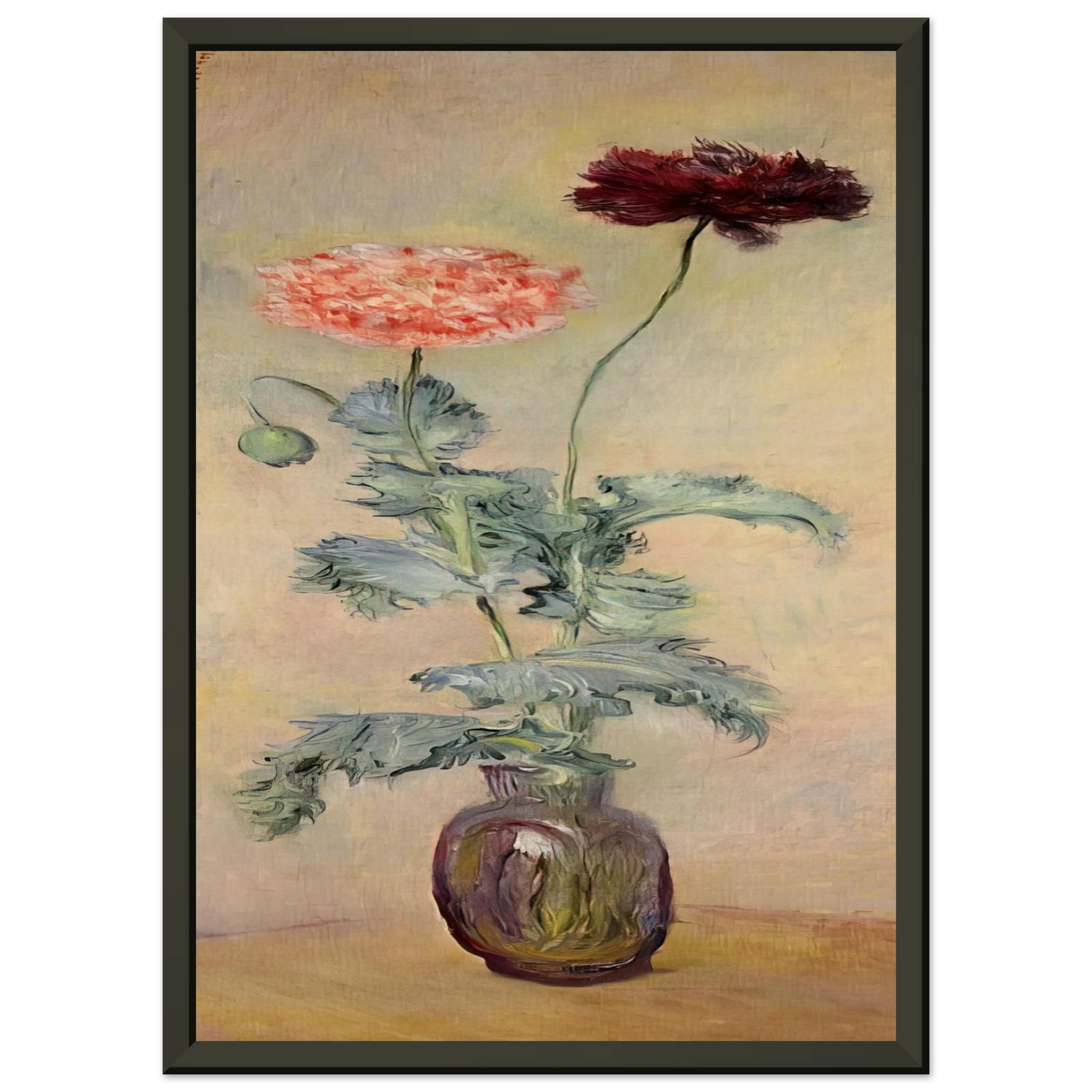 claude monet  Red and Pink Poppies Framed Art Print  - Aluminum Frame - 60x80 cm / 24x32 inches