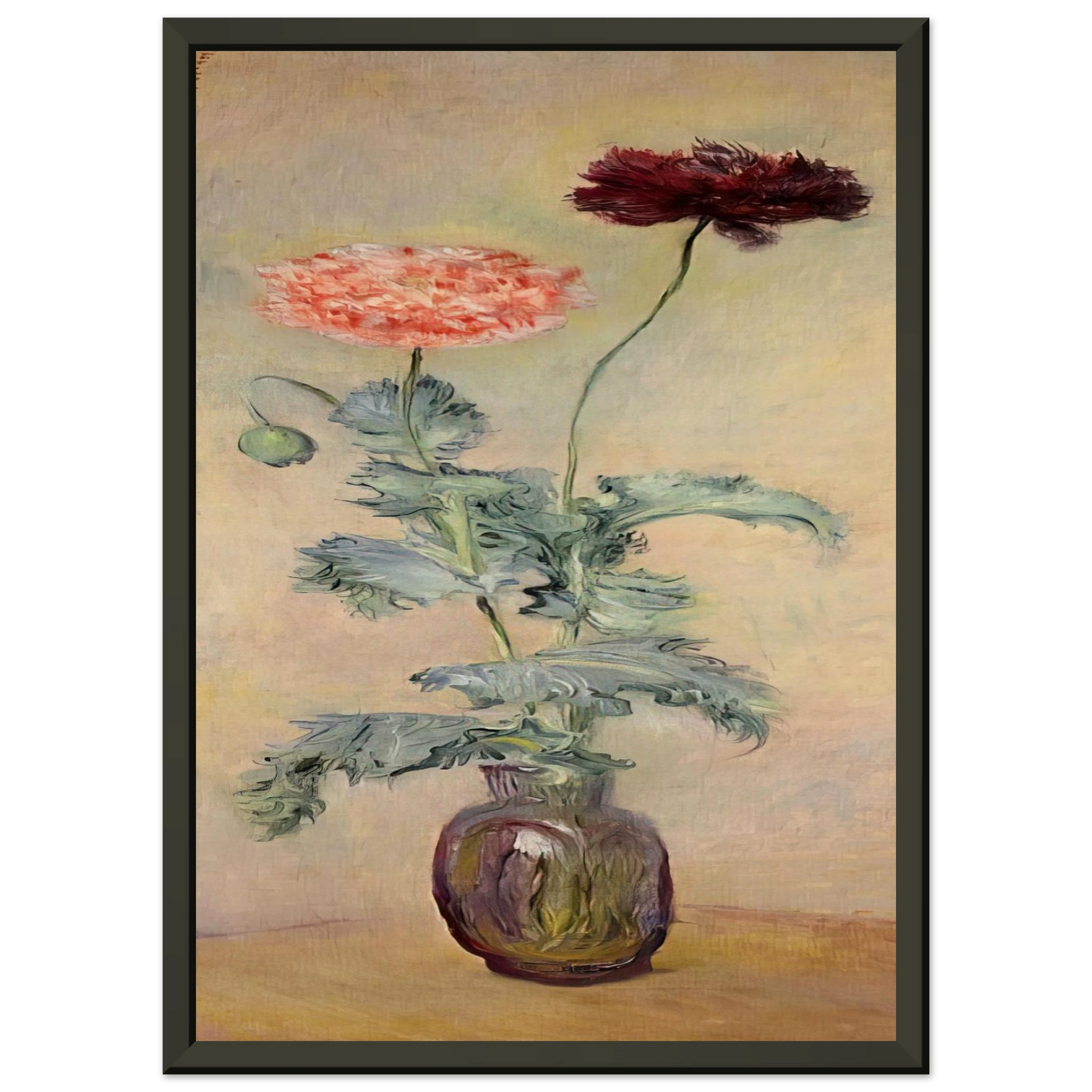 claude monet  Red and Pink Poppies Framed Art Print  - Aluminum Frame - 60x80 cm / 24x32 inches