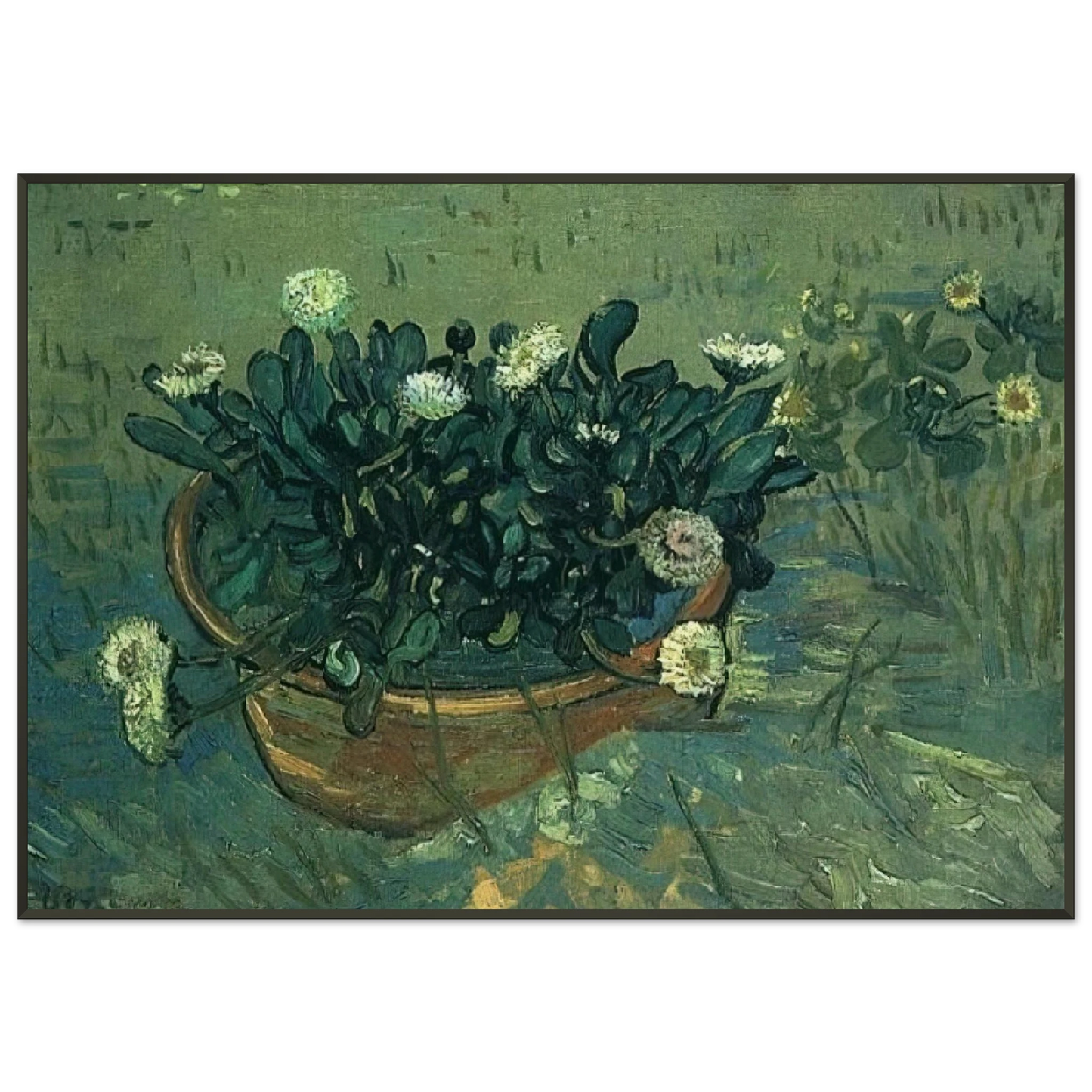 Vincent van Gogh  Still Life Bowl with Daisies Framed Art Print  - Aluminum Frame - 21x29.7 cm / 8x12"