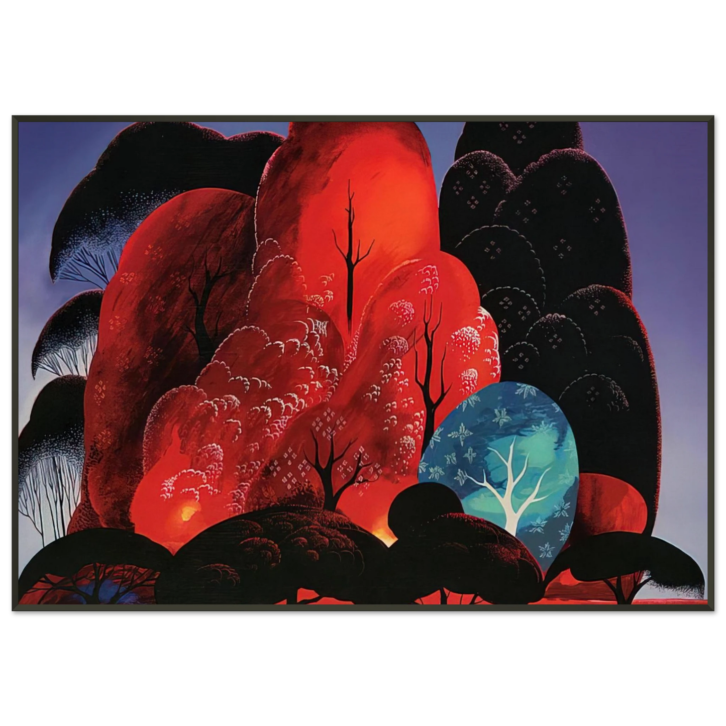 Eyvind Earle  Blazing Glory Framed Art Print  - Aluminum Frame - 21x29.7 cm / 8x12"