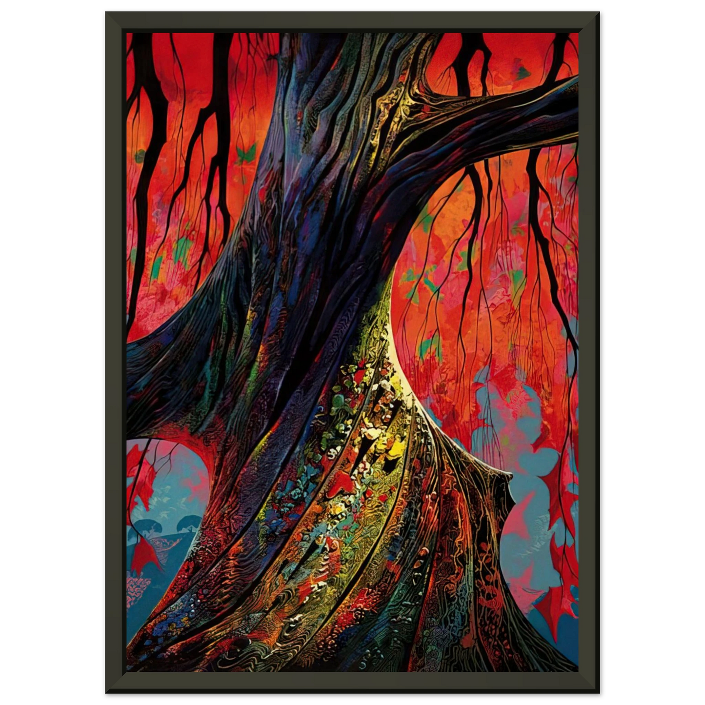 Eyvind Earle  Fire red and gold Framed Art Print  - Aluminum Frame - 40x50 cm / 16x20 inches