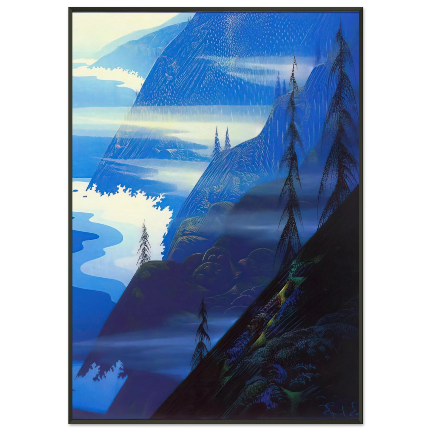 Eyvind Earle Stardust blue Framed Art Print - Aluminum Frame - 21x29.7 cm / 8x12"