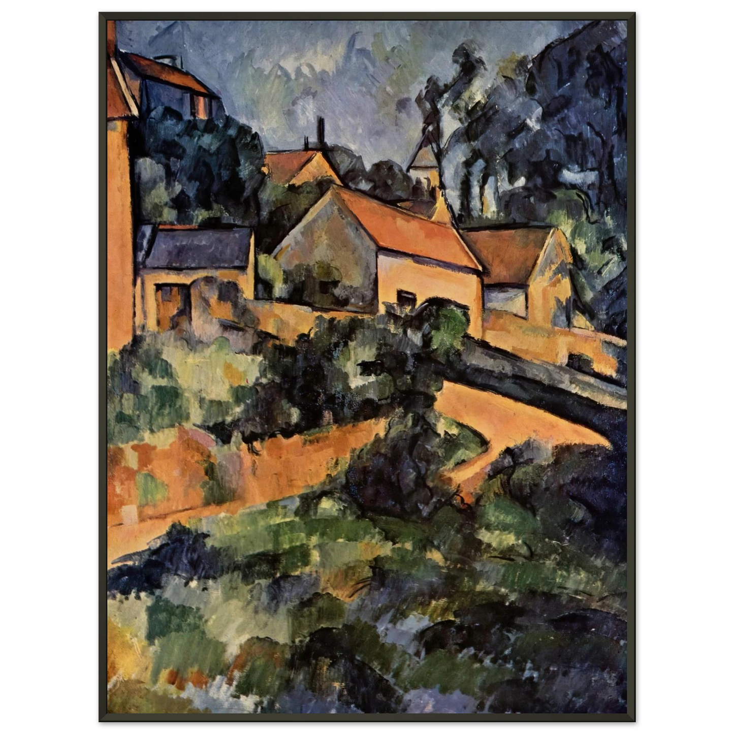 Paul Cezanne Turning Road at Montgeroult Framed Art Print - Aluminum Frame - 70x100 cm / 28x40 inches