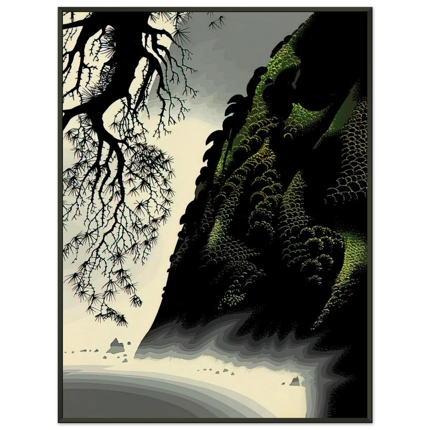 Eyvind Earle  Little Big Sur Framed Art Print  - Aluminum Frame - 70x100 cm / 28x40 inches