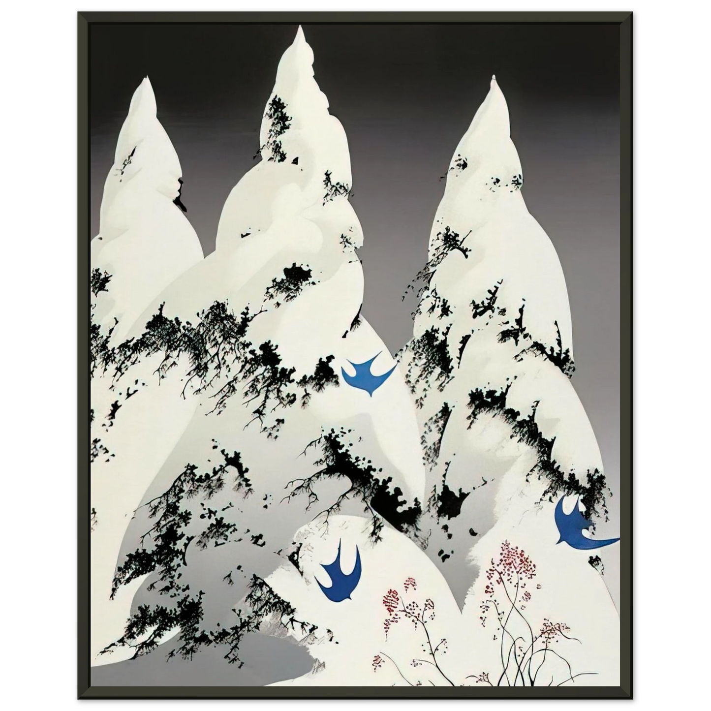 Eyvind Earle Winter Pine Framed Art Print - Aluminum Frame - 70x100 cm / 28x40 inches