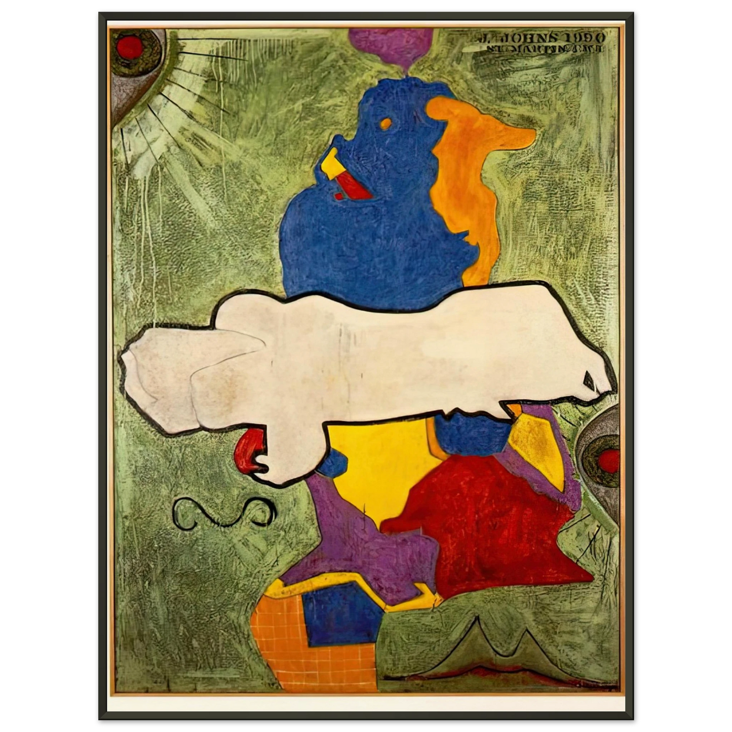 Jasper Johns GREEN ANGEL Framed Art Print - Aluminum Frame - 40x50 cm / 16x20 inches