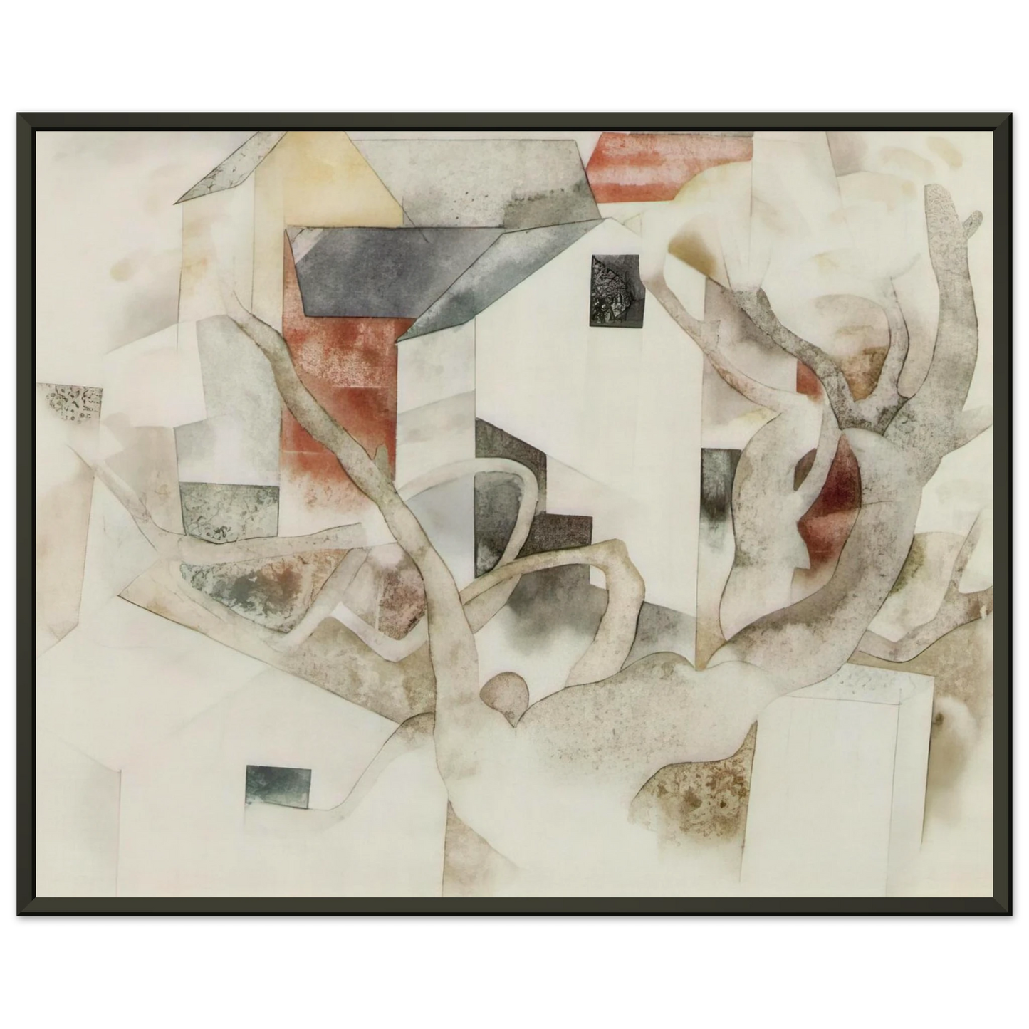 Charles Demuth Trees and Barns Bermuda 1917 Framed Art Print - Aluminum Frame - 40x50 cm / 16x20 inches
