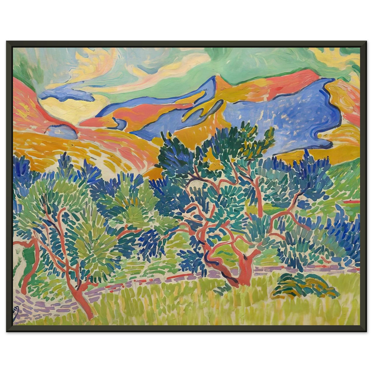 Andre Derain MOUNTAINS AT COLLIOURE 1905 Framed Art Print - Aluminum Frame - 40x50 cm / 16x20 inches