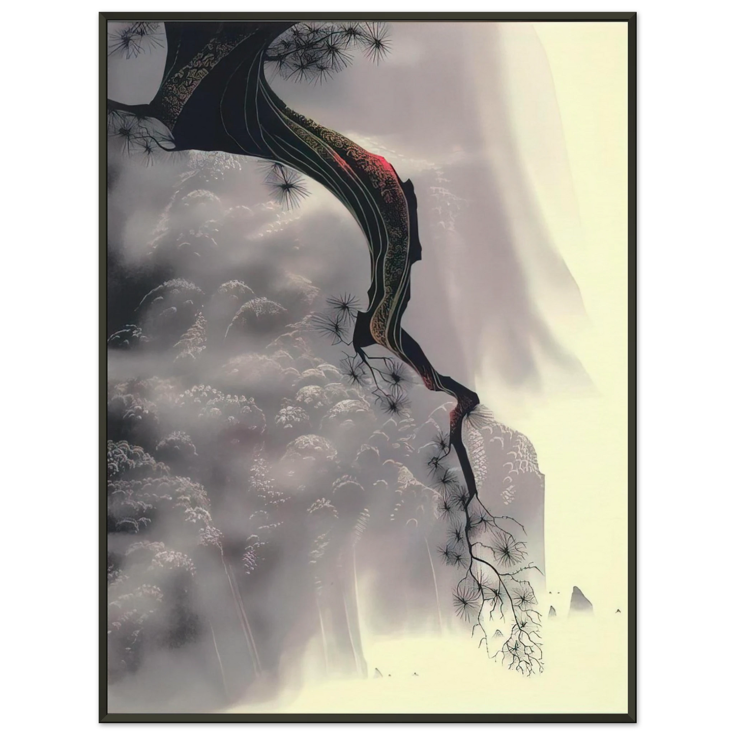 Eyvind Earle Through the Fog Framed Art Print - Aluminum Frame - 70x100 cm / 28x40 inches