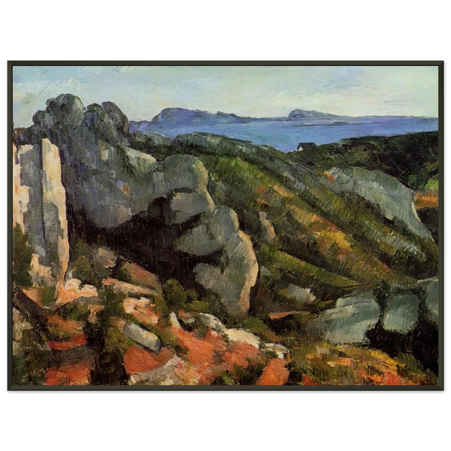 Paul Cezanne Rocks at LEstaque Framed Art Print - Aluminum Frame - 70x100 cm / 28x40 inches