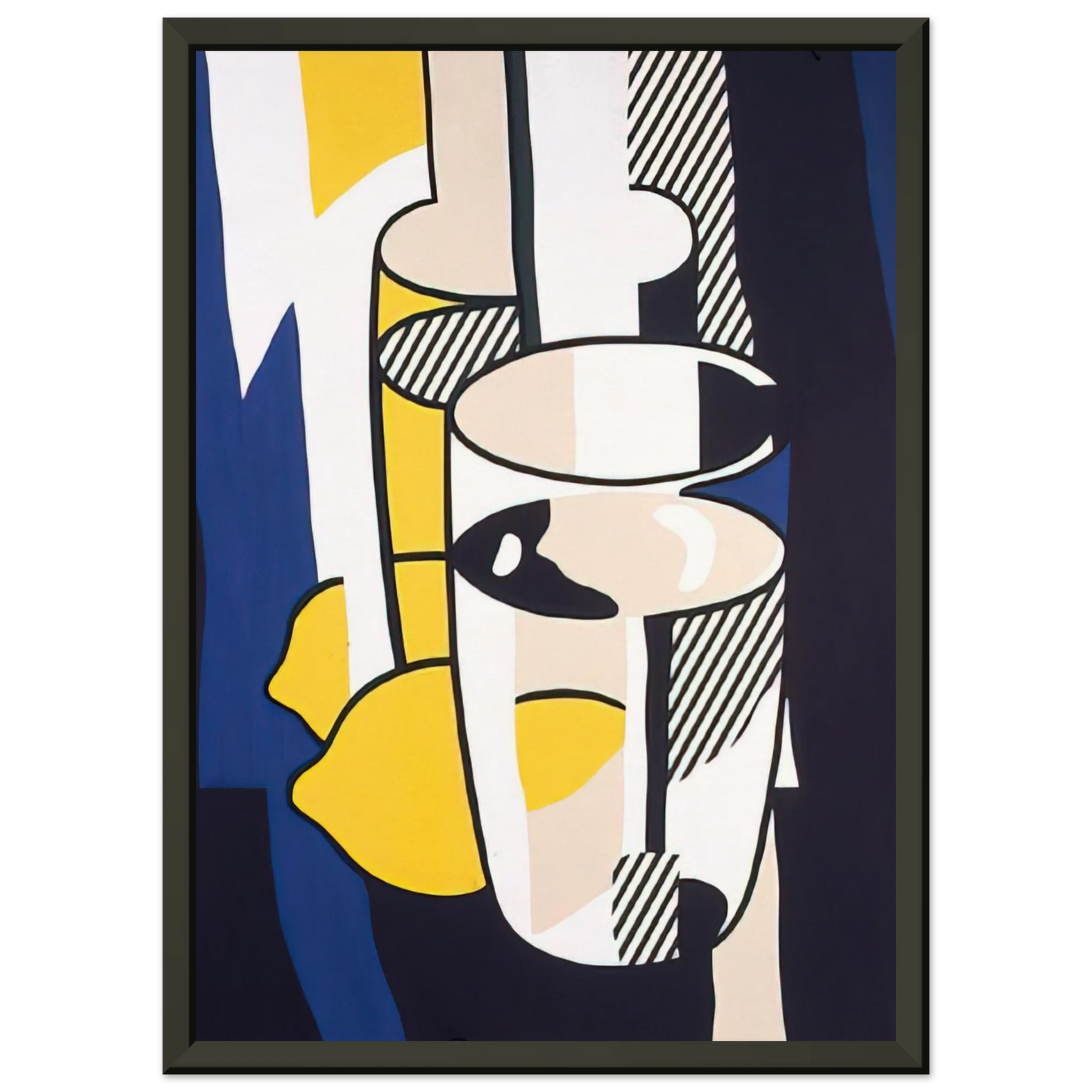 Roy Lichtenstein GLASS AND LEMON IN A MIRROR 1974 Framed Art Print - Aluminum Frame - 60x80 cm / 24x32 inches