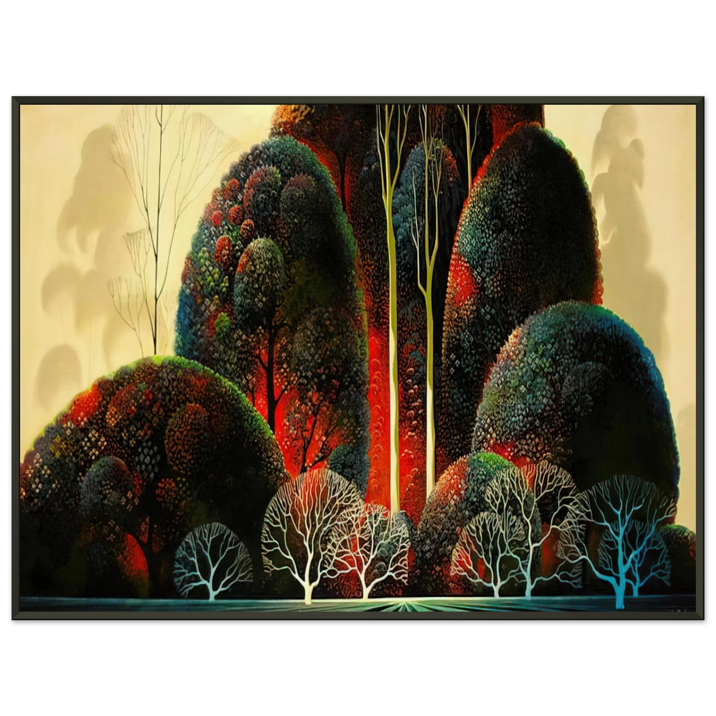 Eyvind Earle California Orchid Framed Art Print - Aluminum Frame - 70x100 cm / 28x40 inches
