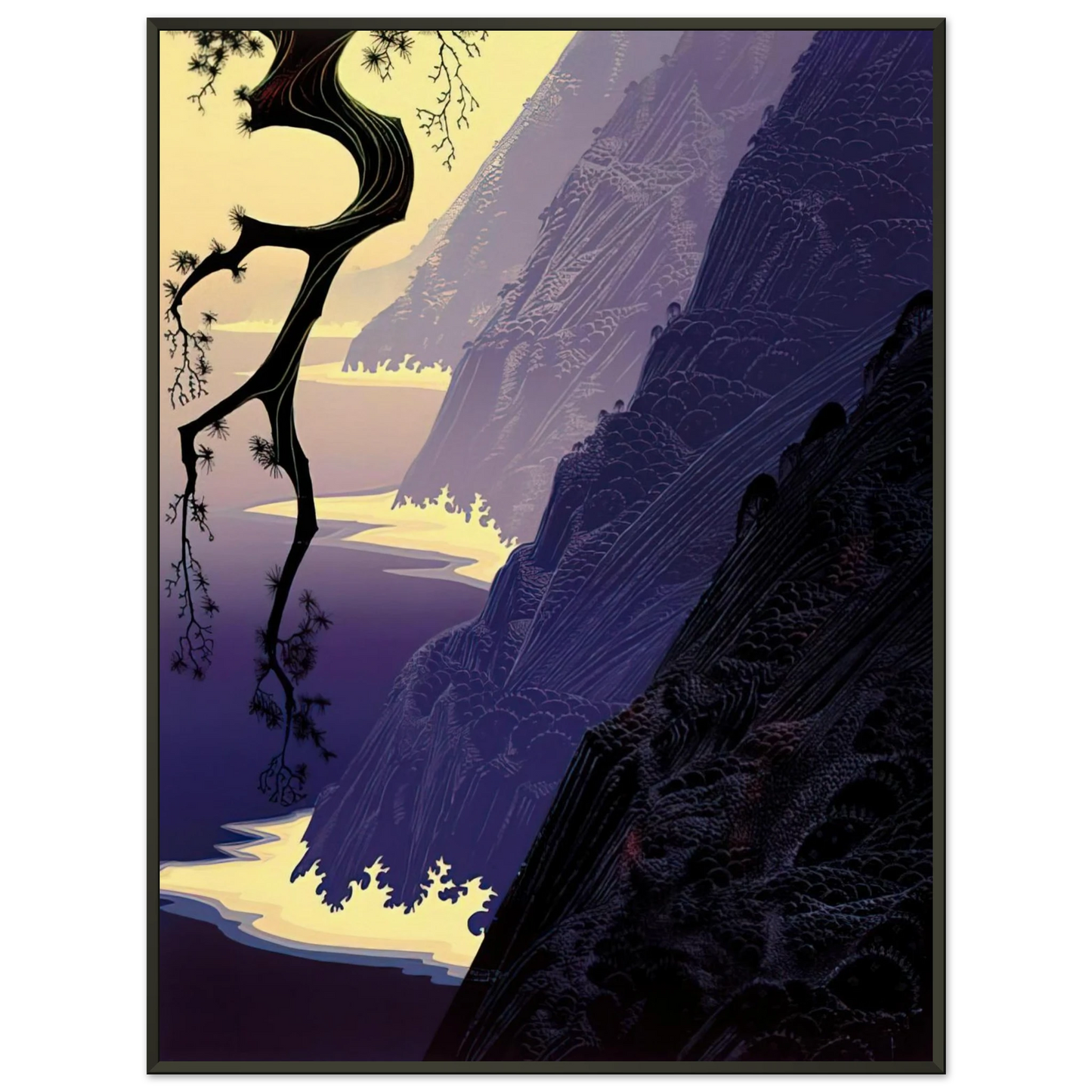 Eyvind Earle  Purple Mist Framed Art Print  - Aluminum Frame - 40x50 cm / 16x20 inches