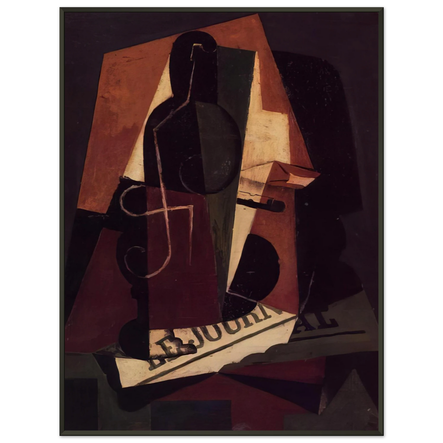 Juan Gris BOTTLE AND GLASS Framed Art Print - Aluminum Frame - 70x100 cm / 28x40 inches