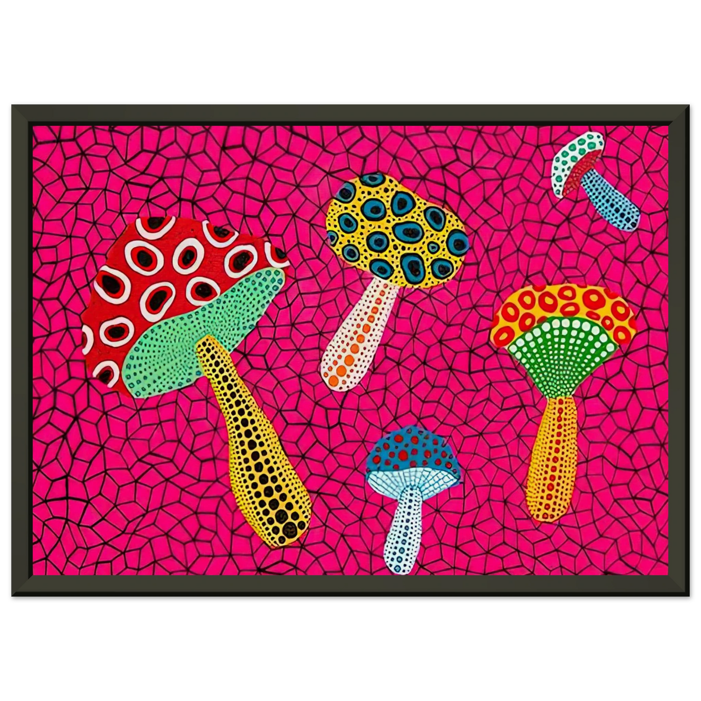 Yayoi Kusama MUSHROOMS 1995 Framed Art Print - Aluminum Frame - 70x100 cm / 28x40 inches