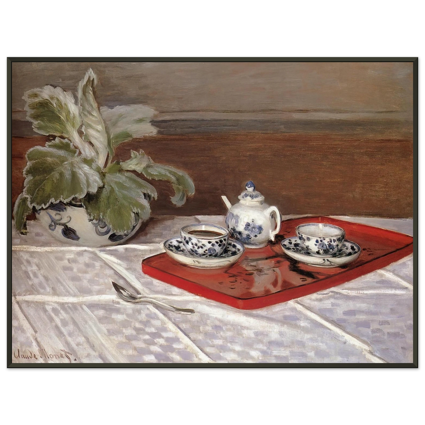 claude monet The Tea Set Framed Art Print - Aluminum Frame - 60x80 cm / 24x32 inches