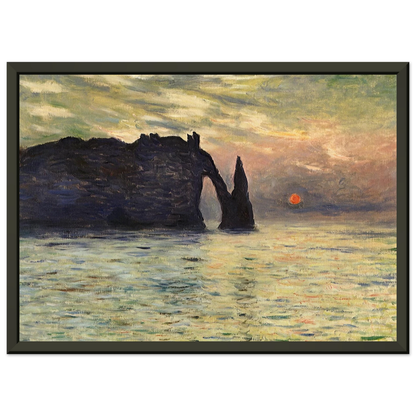 claude monet  The Manneport Cliff at Etretat Sunset Framed Art Print  - Aluminum Frame - 60x80 cm / 24x32 inches