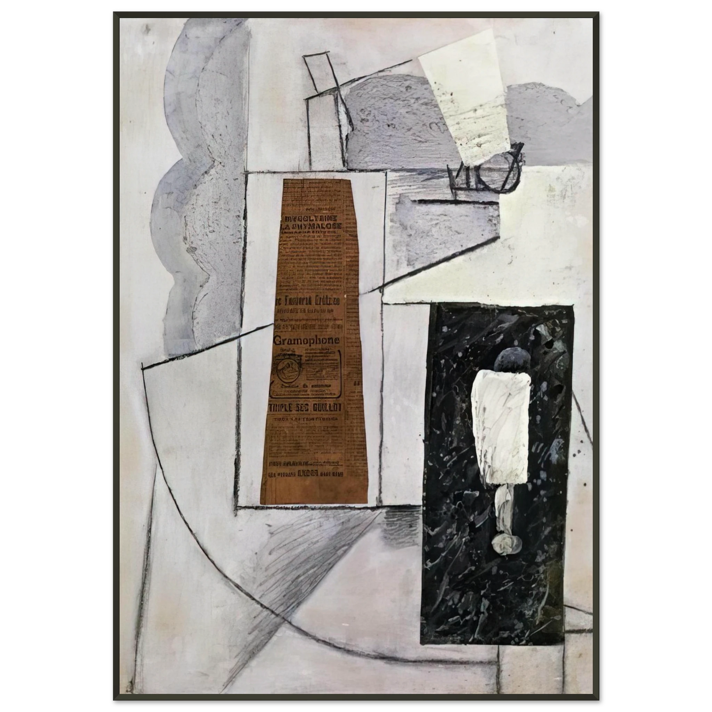 Juan Gris BOTTLE AND GLASS 1 Framed Art Print - Aluminum Frame - 21x29.7 cm / 8x12"