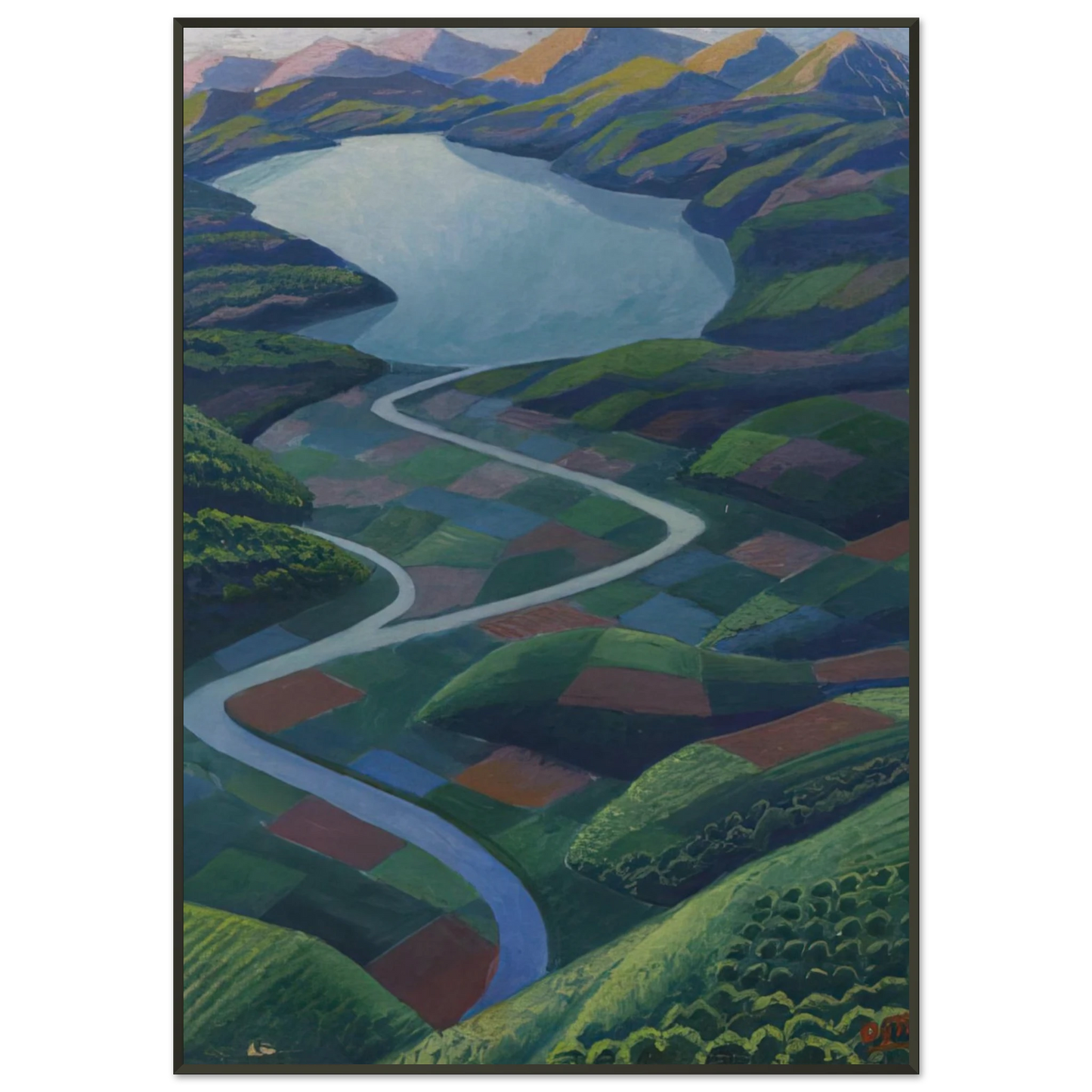 Gerardo Dottori Paesaggio Aereo 1936 Framed Art Print - Aluminum Frame - 21x29.7 cm / 8x12"