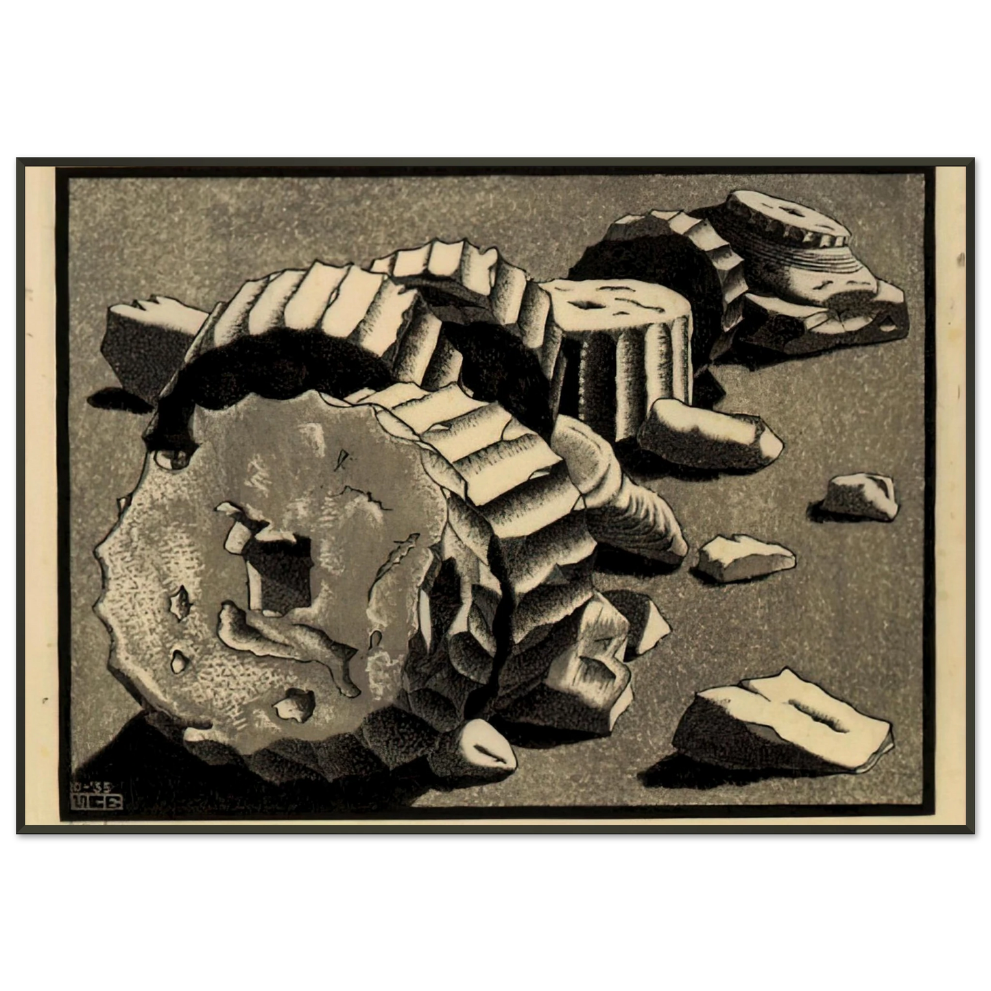 MC Escher  SELINUNTE SICILY OCTOBER 1935 1935 Framed Art Print  - Aluminum Frame - 21x29.7 cm / 8x12"