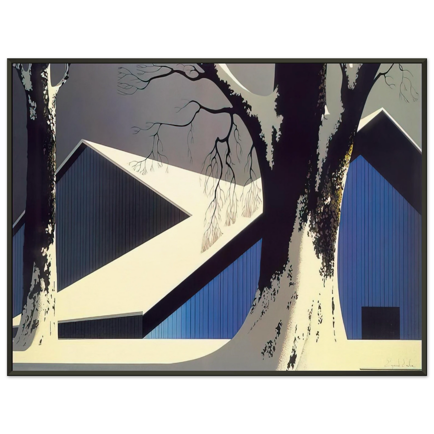 Eyvind Earle Winter Quiet Framed Art Print - Aluminum Frame - 60x80 cm / 24x32 inches