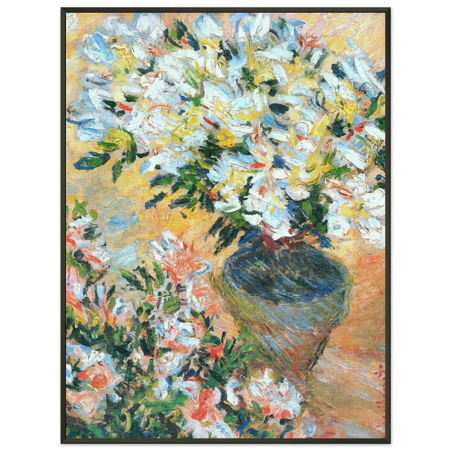 claude monet White Azaleas in a Pot Framed Art Print - Aluminum Frame - 40x50 cm / 16x20 inches