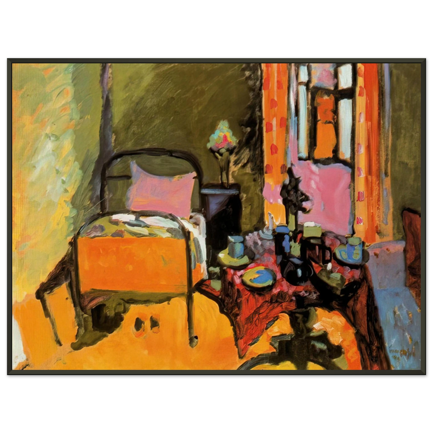 Wassily Kandinsky  BEDROOM IN AINTMILLERSTRASSE 1909 Framed Art Print  - Aluminum Frame - 70x100 cm / 28x40 inches