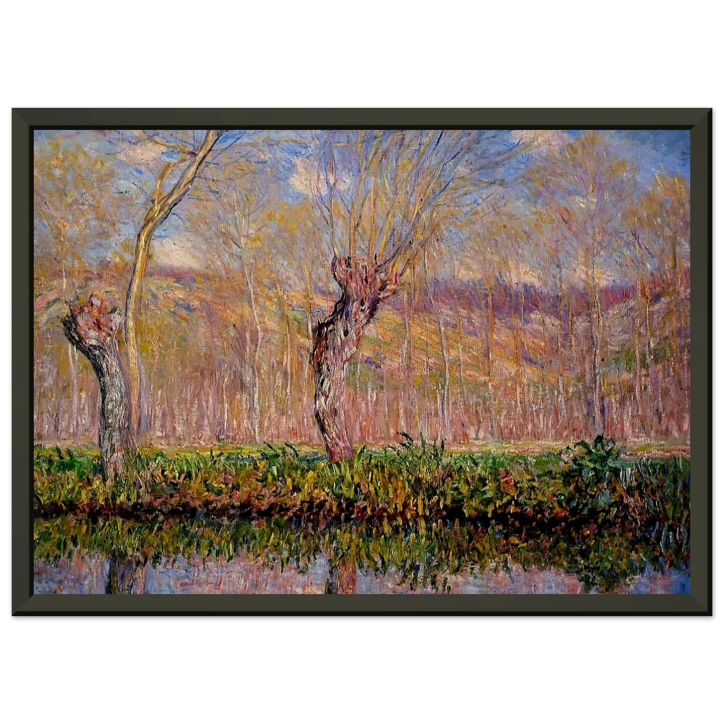 claude monet  The Banks of the River Epte in Springtime Framed Art Print  - Aluminum Frame - 70x100 cm / 28x40 inches