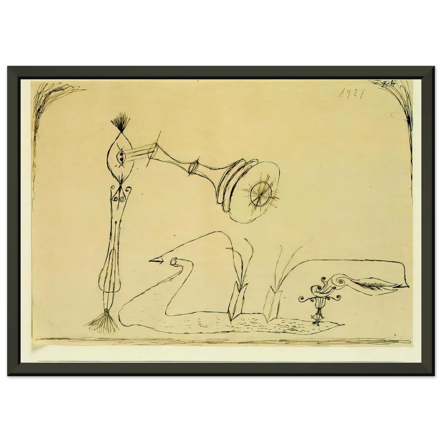 Paul Klee APPARATUS FOR THE MAGNETIC TREATMENT OF PLANTS 1908 Framed Art Print - Aluminum Frame - 60x80 cm / 24x32 inches