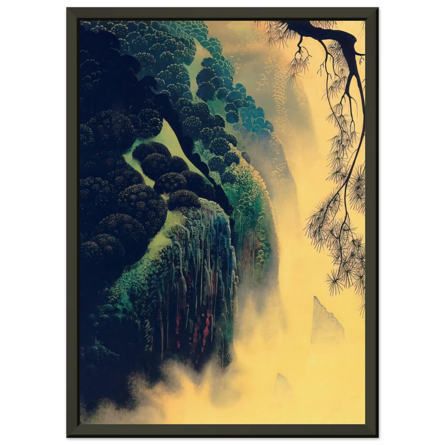 Eyvind Earle Jeweled Coast Framed Art Print - Aluminum Frame - 70x100 cm / 28x40 inches