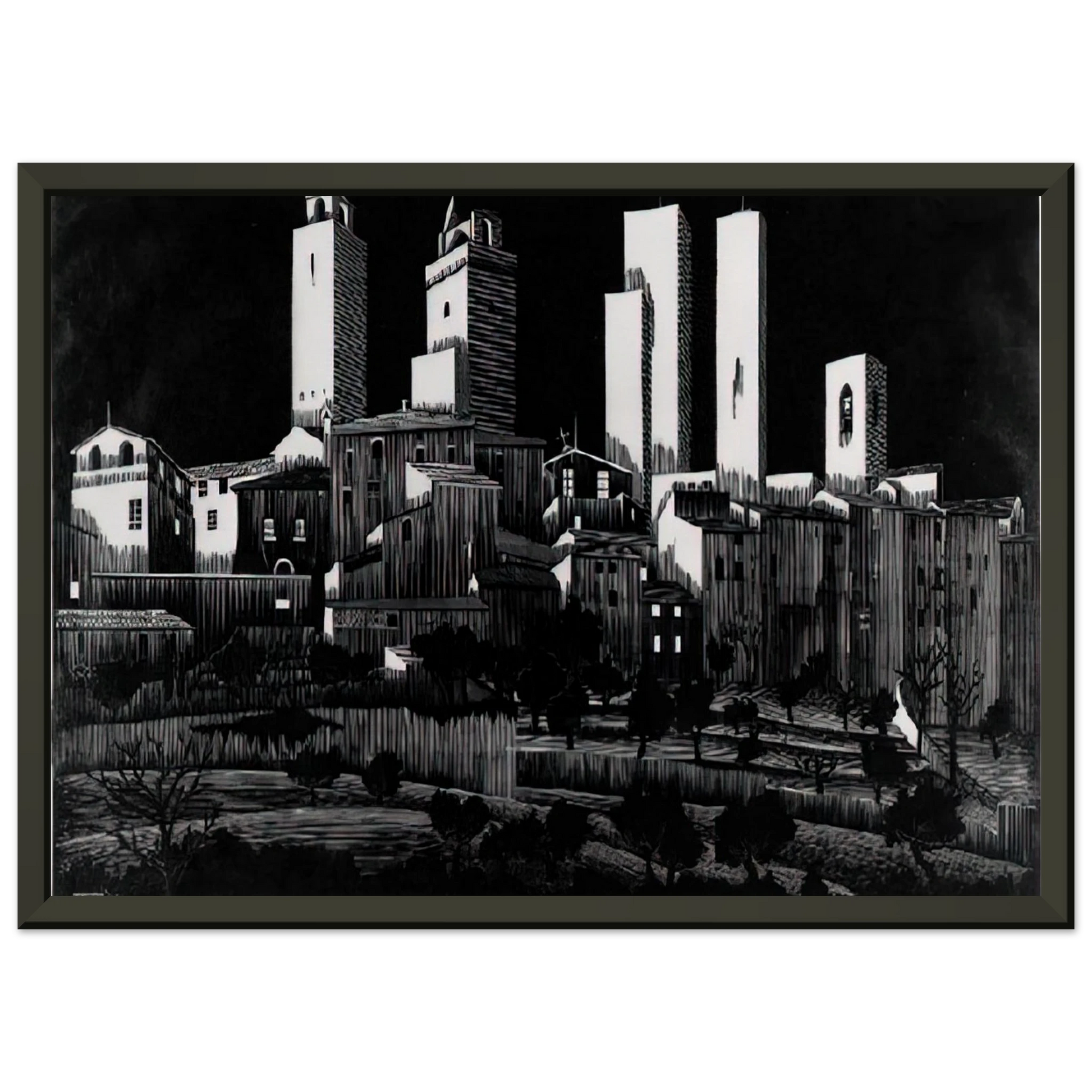 MC Escher  SAN GIMIGNANO Framed Art Print  - Aluminum Frame - 40x50 cm / 16x20 inches