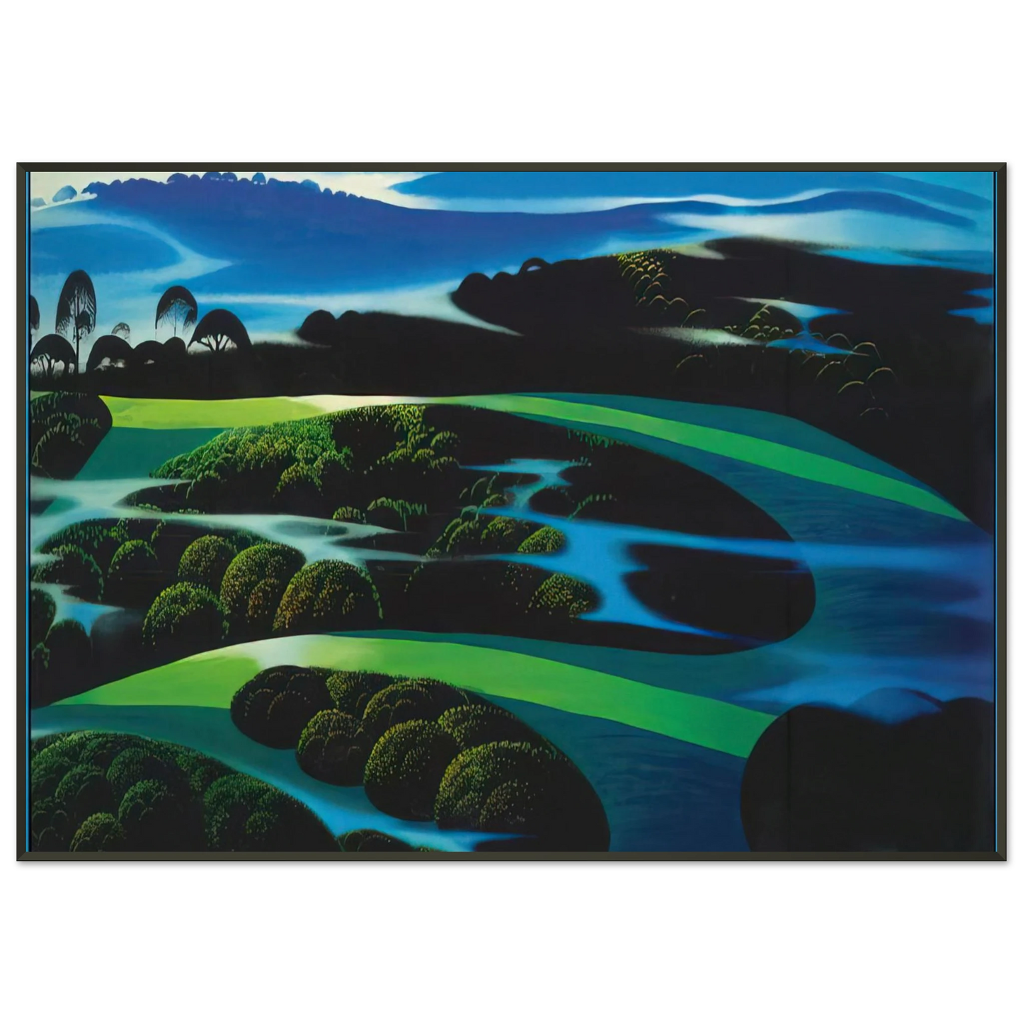 Eyvind Earle Summers Twilight Framed Art Print - Aluminum Frame - 21x29.7 cm / 8x12"