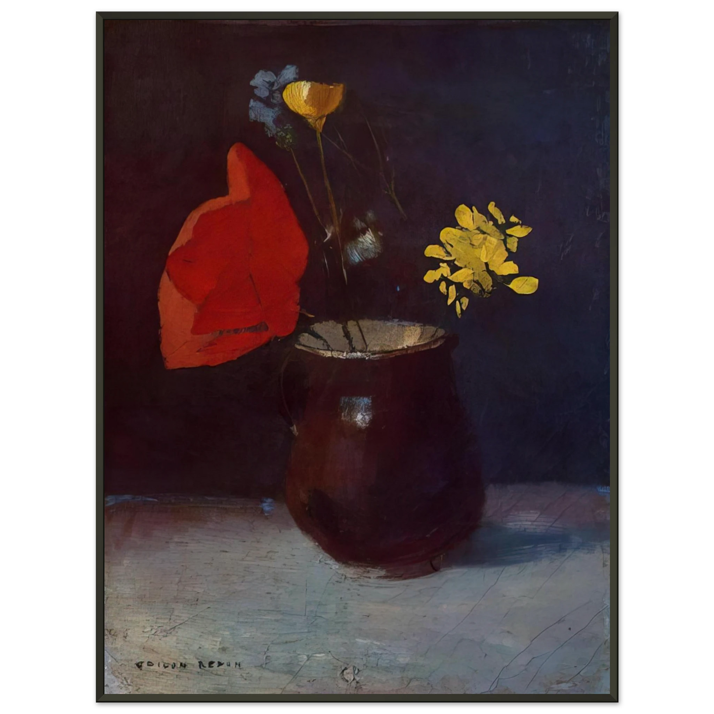 Odilon Redon  PITCHER OF FLOWERS Framed Art Print  - Aluminum Frame - 60x80 cm / 24x32 inches