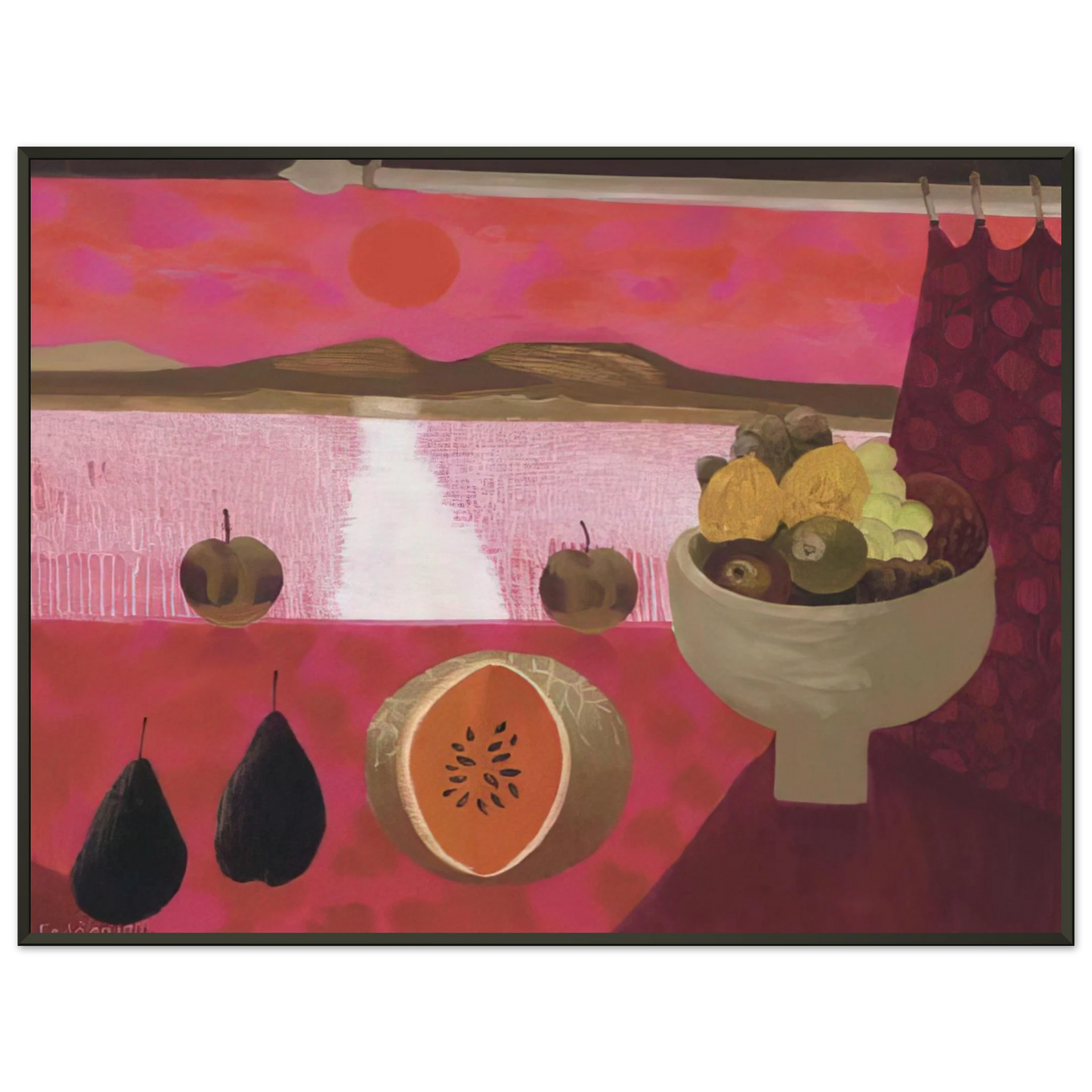 Mary Fedden Still life with fruit 1997 Framed Art Print - Aluminum Frame - 40x50 cm / 16x20 inches