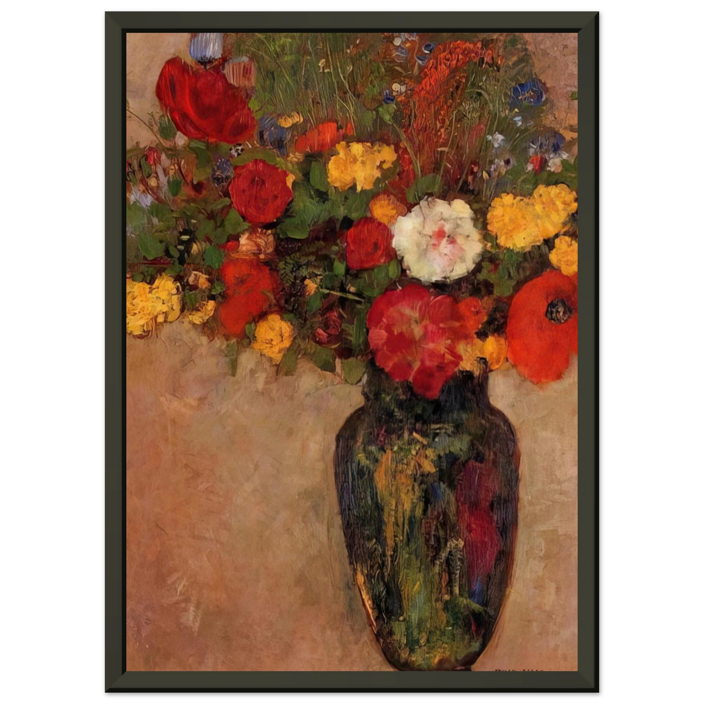 Odilon Redon VASE OF FLOWERS 7 Framed Art Print - Aluminum Frame - 40x50 cm / 16x20 inches