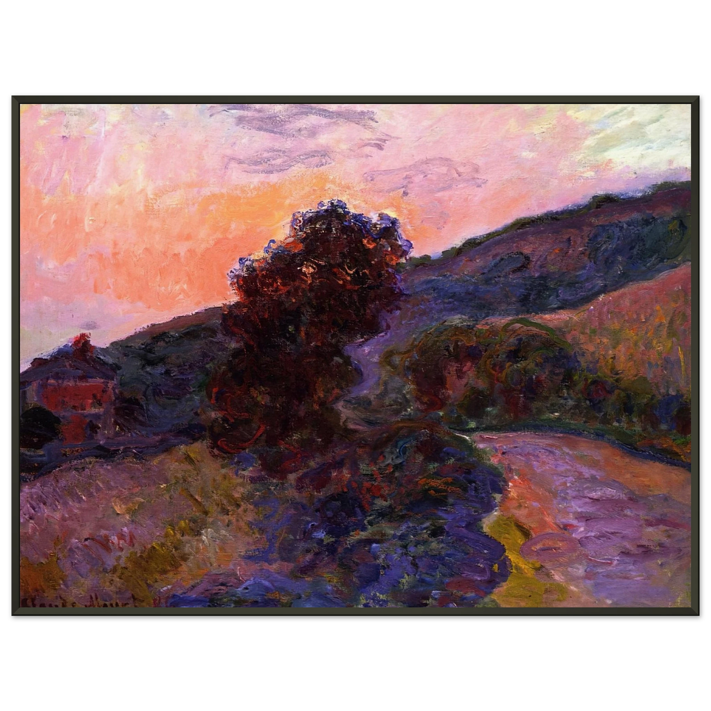 claude monet  Sunset at Giverny Framed Art Print  - Aluminum Frame - 70x100 cm / 28x40 inches