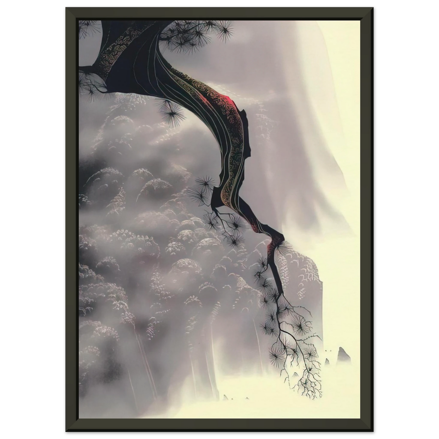 Eyvind Earle Through the Fog Framed Art Print - Aluminum Frame - 60x80 cm / 24x32 inches