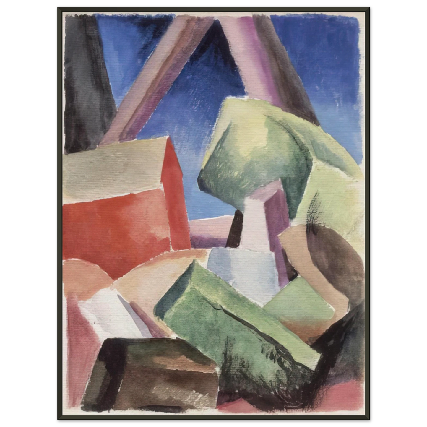 Thomas Hart Benton HOUSE IN CUBIST LANDSCAPE 1920 Framed Art Print - Aluminum Frame - 70x100 cm / 28x40 inches