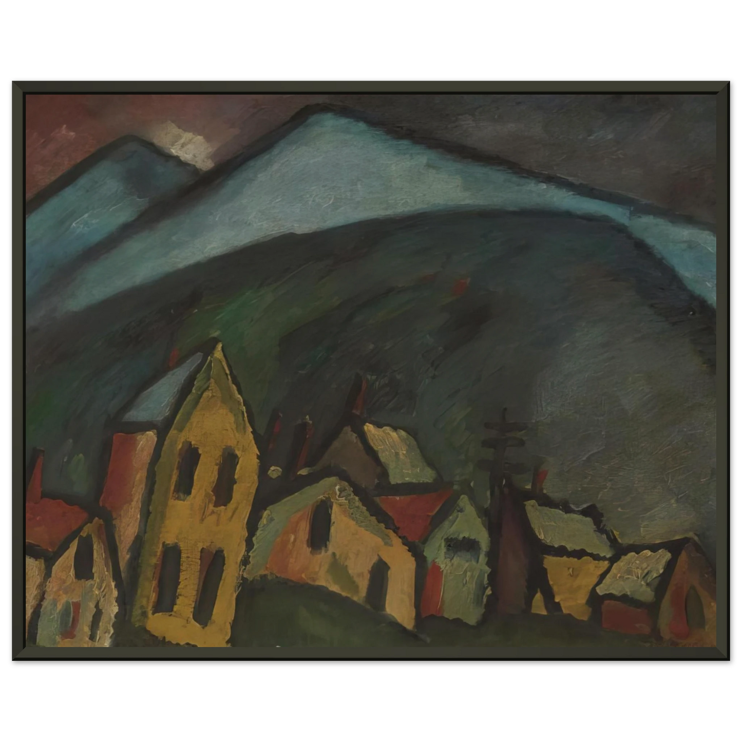 Alexej von Jawlensky BERGLANDSCHAFT MIT H USERN 1912 Framed Art Print - Aluminum Frame - 70x100 cm / 28x40 inches