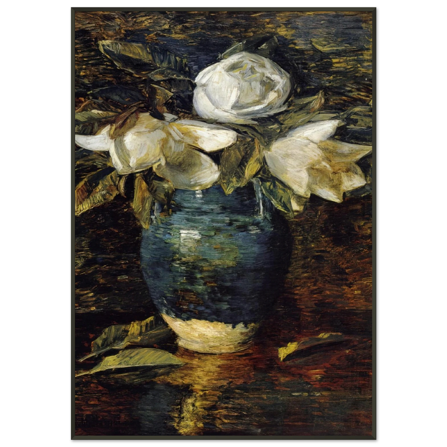 Childe Hassam Giant Magnolias Framed Art Print - Aluminum Frame - 21x29.7 cm / 8x12"