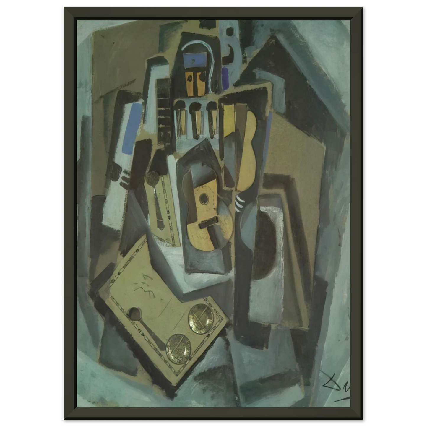 Salvador Dali PIERROT AND GUITAR Framed Art Print - Aluminum Frame - 40x50 cm / 16x20 inches