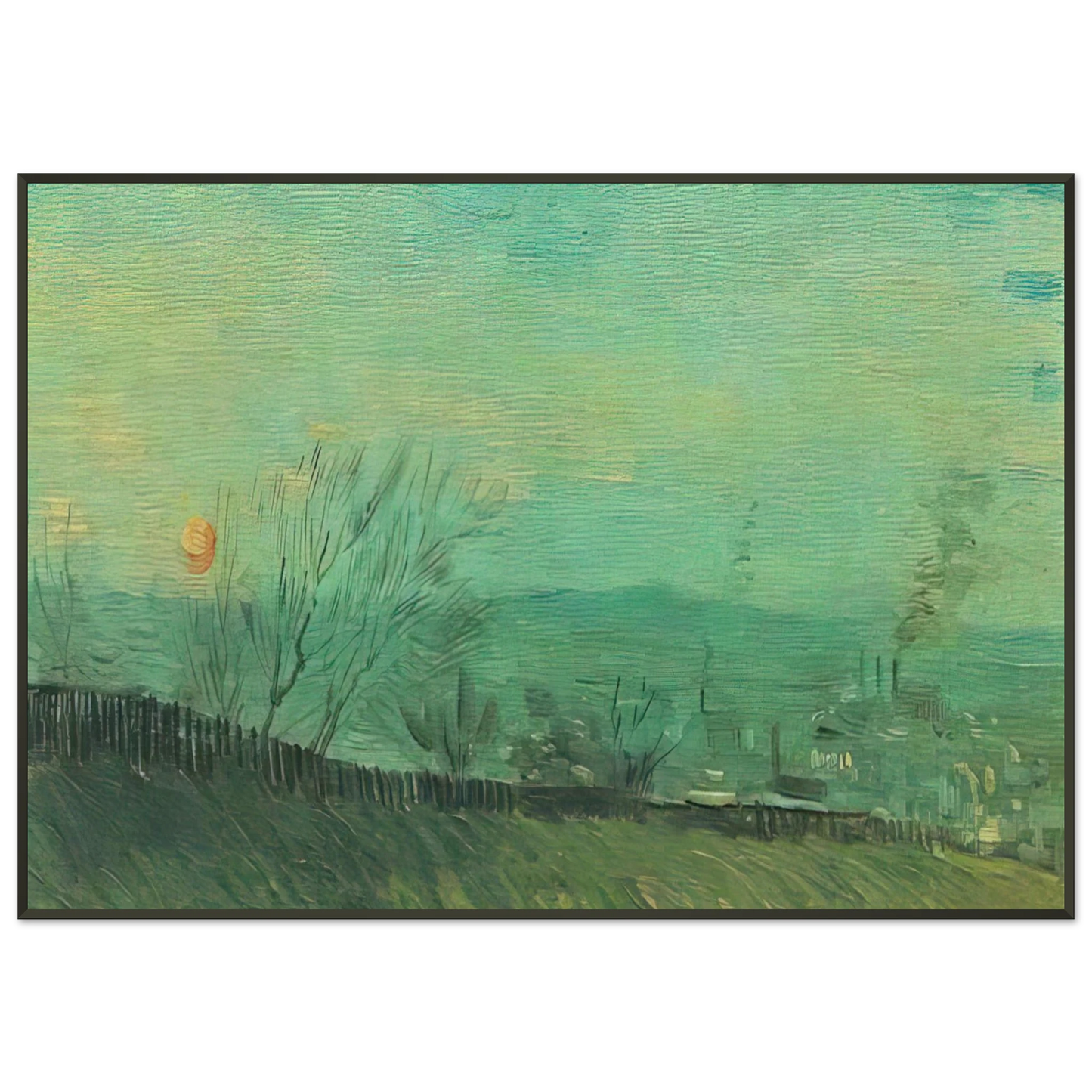 Vincent van Gogh  Factories Seen from a Hillside in Moonlight Framed Art Print  - Aluminum Frame - 21x29.7 cm / 8x12"