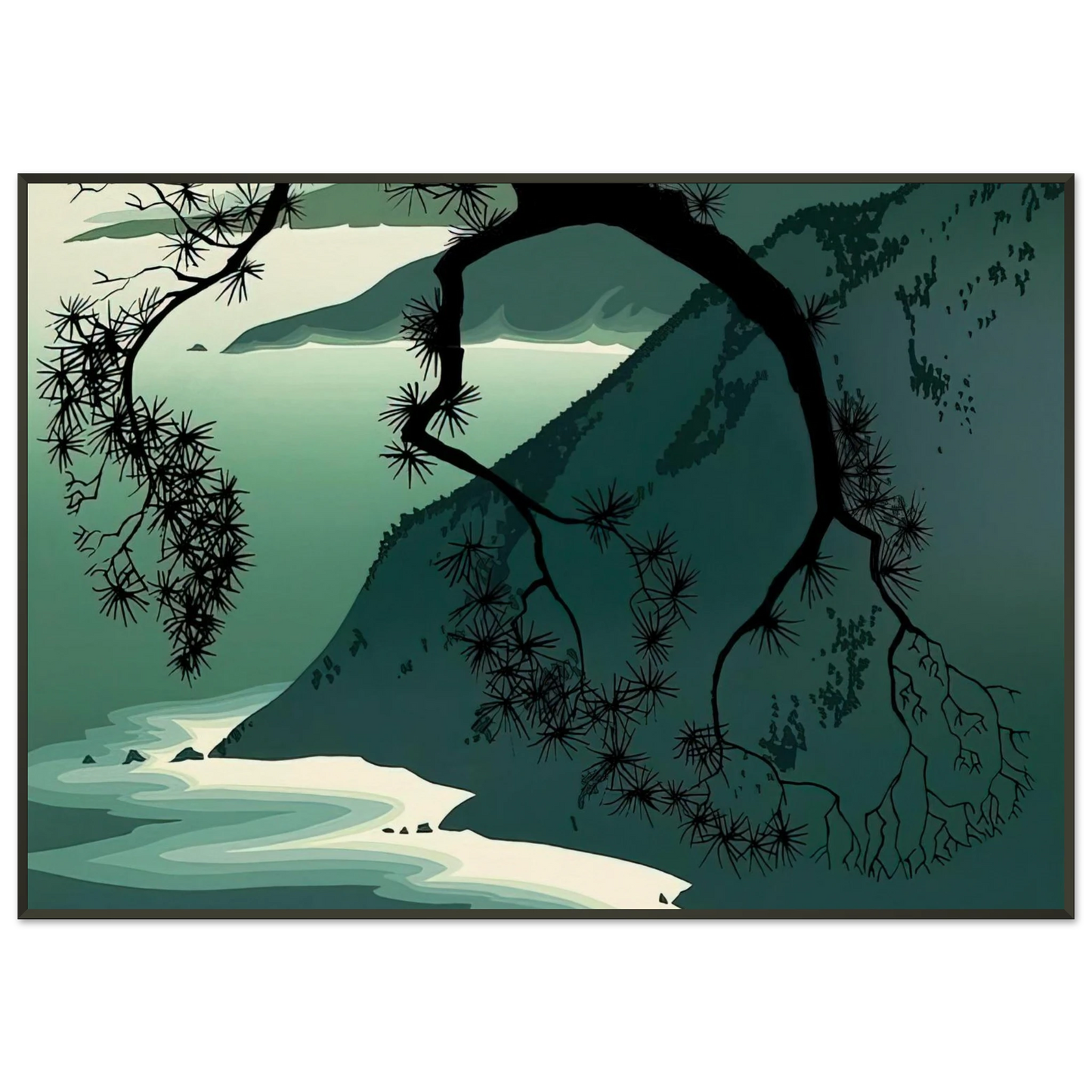 Eyvind Earle  Quiet Evening Framed Art Print  - Aluminum Frame - 21x29.7 cm / 8x12"